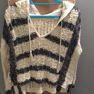 (SOLD) !! Free People Black and Cream Striped Sweater(SOLD )!!